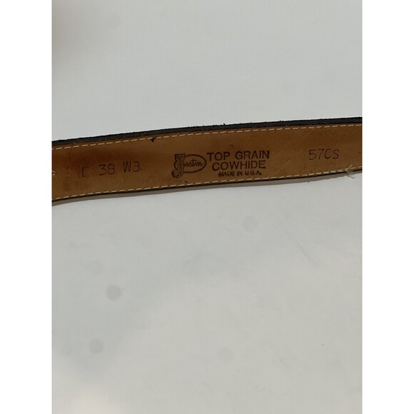 VTG Justin Genuine Leather Top Grain Cowhide Gray Silver Tone Buckle 38 Belt - Picture 2 of 11